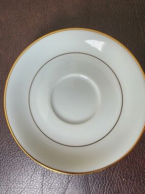 Noritake White Porcelain Saucer with Gold Trim